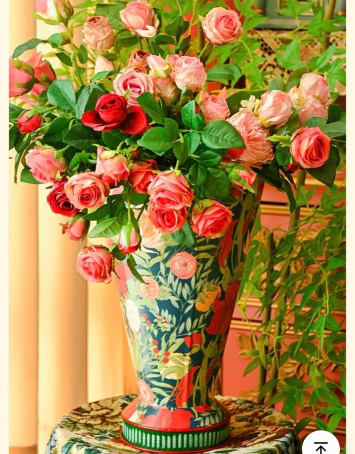 Retro creative umbrella storage bucket home high-end luxury living room umbrella storage utensils Dielianhua umbrella storage bucket - Image 2