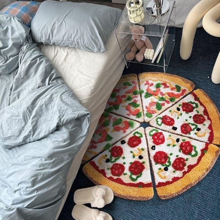 CNGoods shop | Sausage pizza (full slice) Fabric Plush Preparation Rug