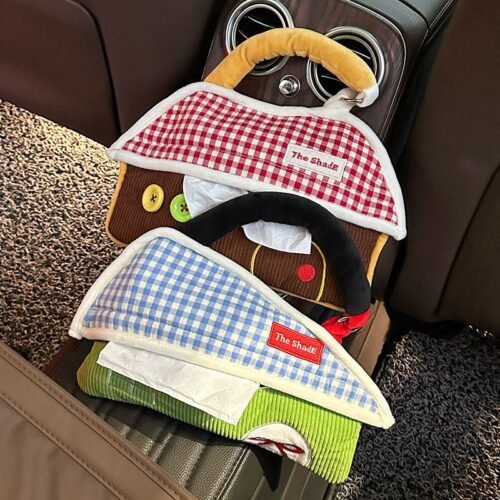 Cute little house tissue box, fabric hanging tissue bag, creative cartoon home car tissue drawer storage box, portable tissue box