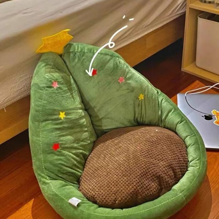 Decoratable Christmas tree cushion, cute lazy plush cushion, comfortable tatami mat, cute cat and dog nest - Image 3