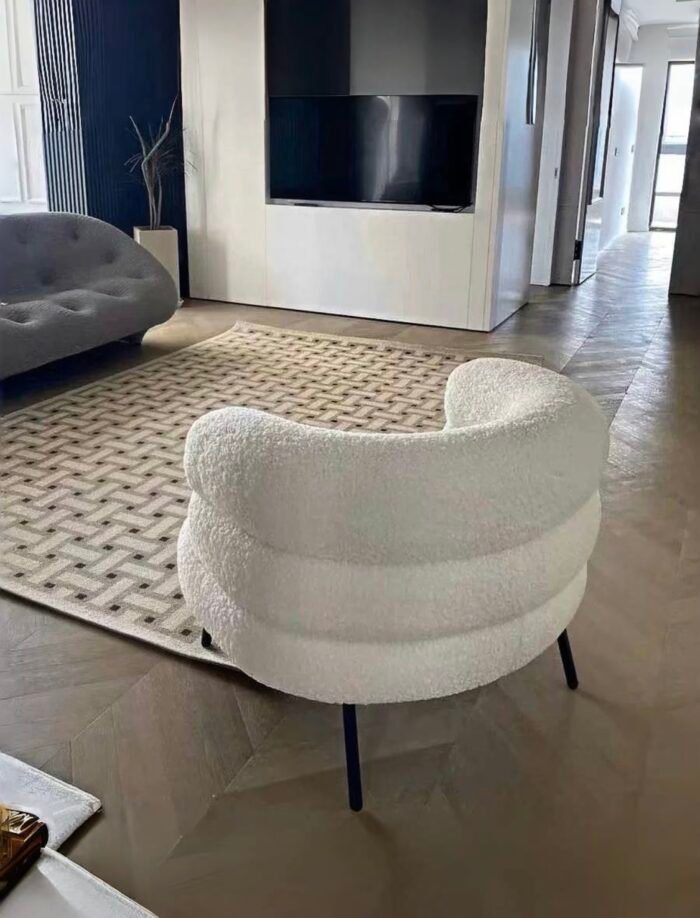 Internet celebrity high-grade lambskin lazy sofa chair, antique Italian single-person leisure makeup chair, dressing table chair, lambskin sponge cushion - Image 3