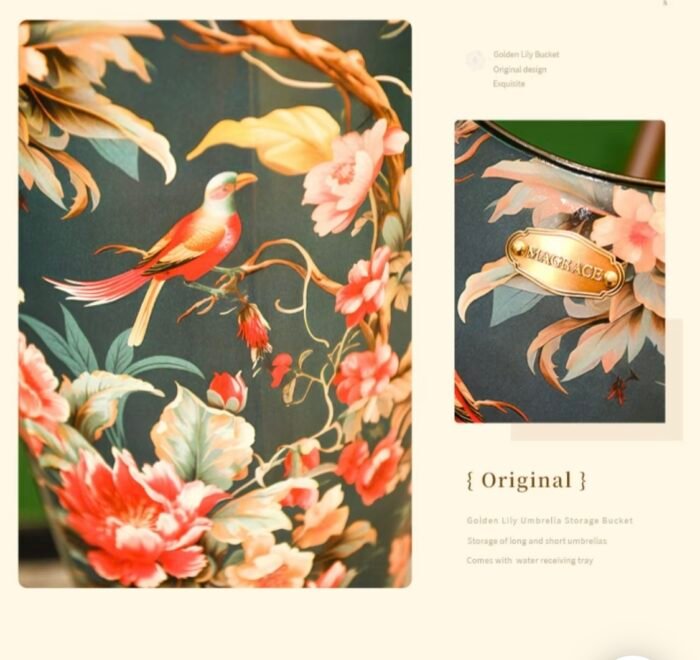 Retro creative umbrella storage bucket home high-end luxury living room umbrella storage utensils Dielianhua umbrella storage bucket - Image 3