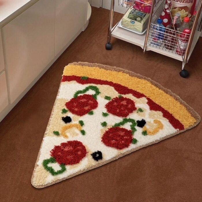 CNGoods shop | Sausage pizza (full slice) Fabric Plush Preparation Rug