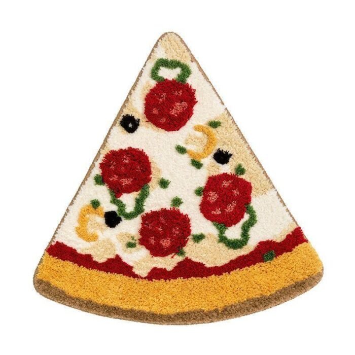 Fun pizza plush carpet bedroom splicing personalized floor mat, coffee table cushion, cute imitation cashmere bedside blanket pad - Image 5
