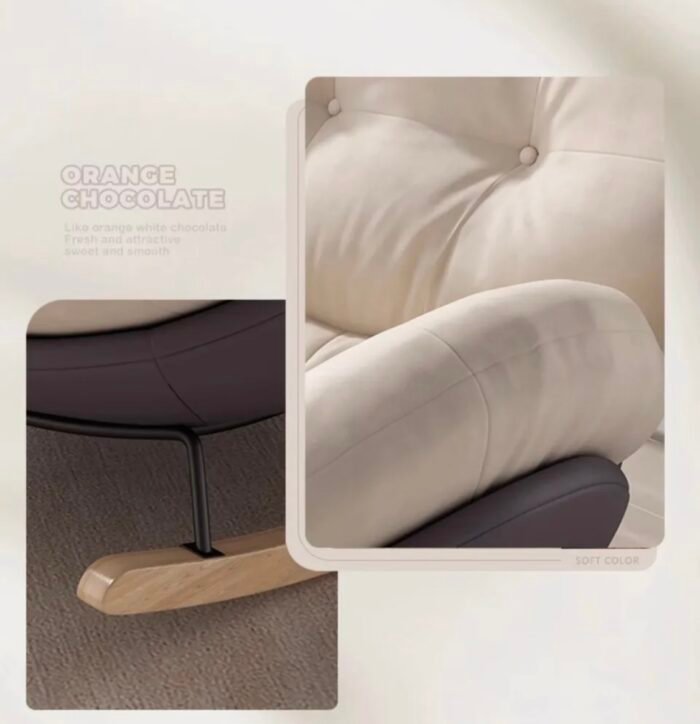 Snail rocking chair recliner adult can sleep home single balcony leisure chair net celebrity living room light luxury lazy sofa · gray base + white velvet cushion - Image 2