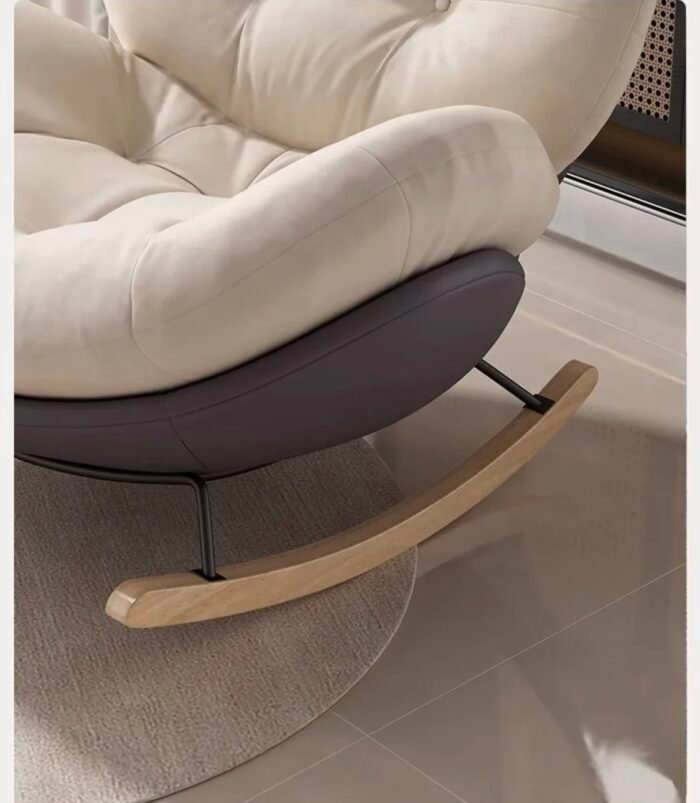 Snail rocking chair recliner adult can sleep home single balcony leisure chair net celebrity living room light luxury lazy sofa · gray base + white velvet cushion - Image 3