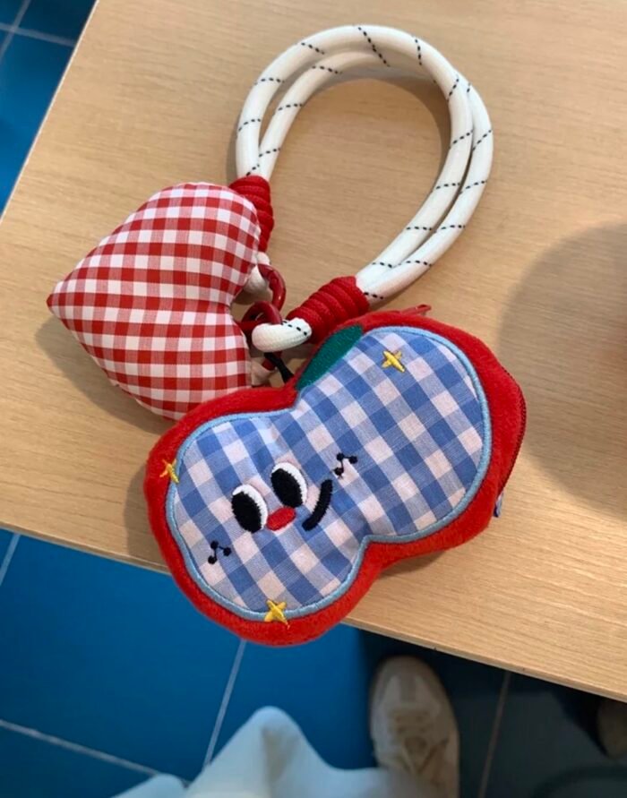 2-Original cute multifunctional earphone bag pendant, small cotton-filled decorative small pendant, cute little apple storage earphone mini bag