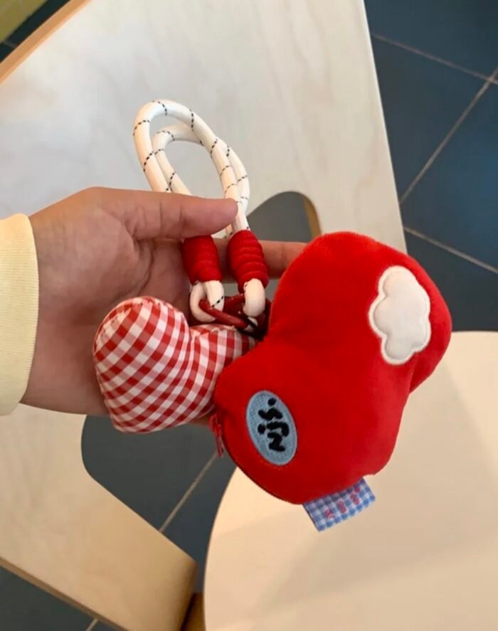 2-Original cute multifunctional earphone bag pendant, small cotton-filled decorative small pendant, cute little apple storage earphone mini bag - Image 3