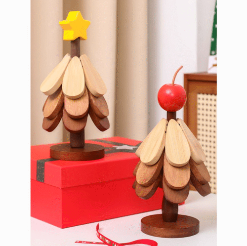 Advanced anti-scalding and heat-insulating dining table creative tree-shaped ornaments solid wood Christmas tree high temperature resistant pot mat