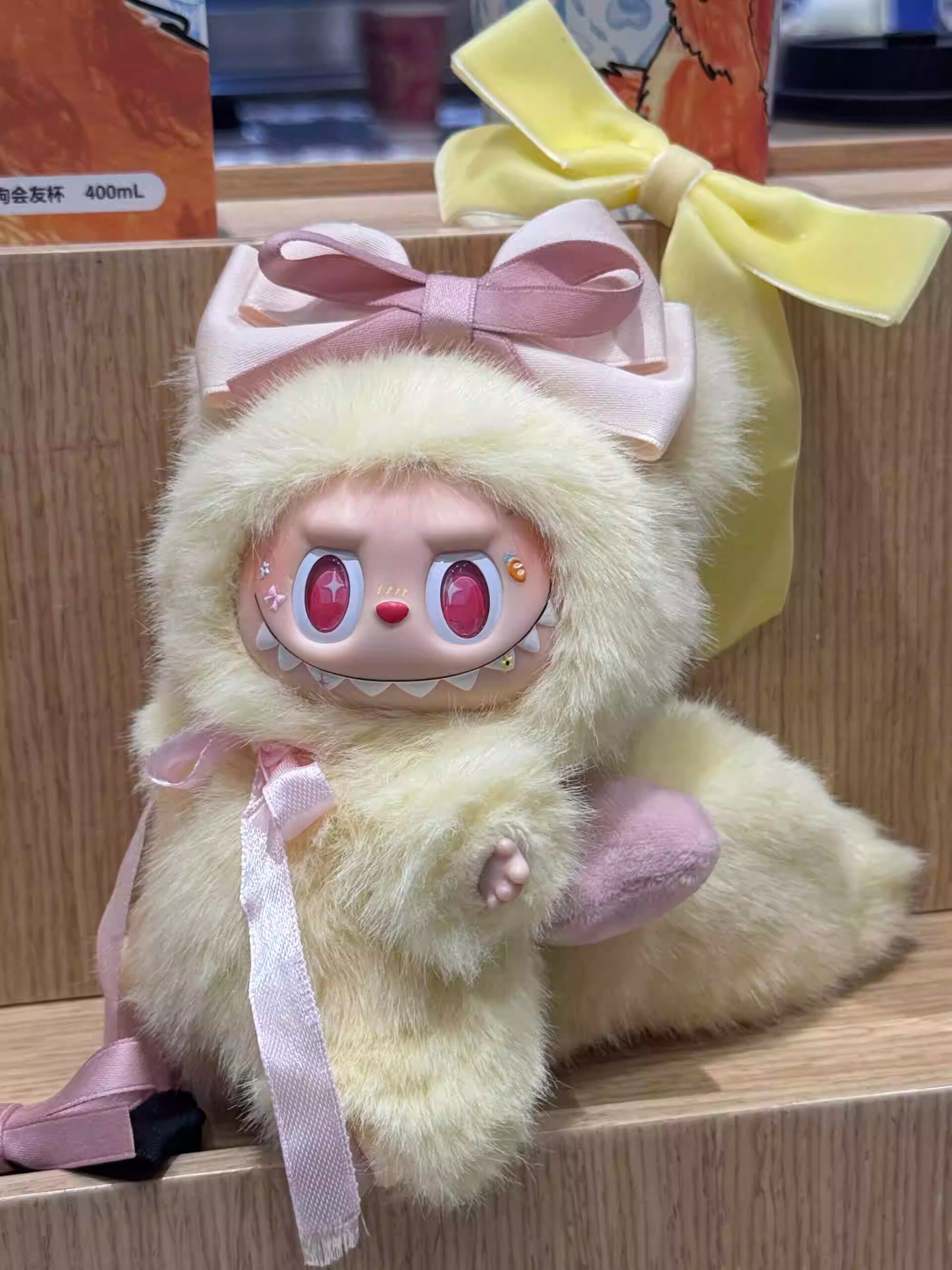 Ice Cream Princess Labubu OOAK Custom POP MART Plush Art Doll with Handmade Plush Ribbons