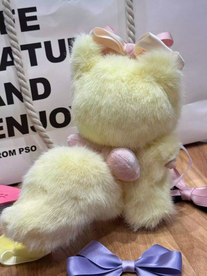 Ice Cream Princess Labubu OOAK Custom POP MART Plush Art Doll with Handmade Plush Ribbons