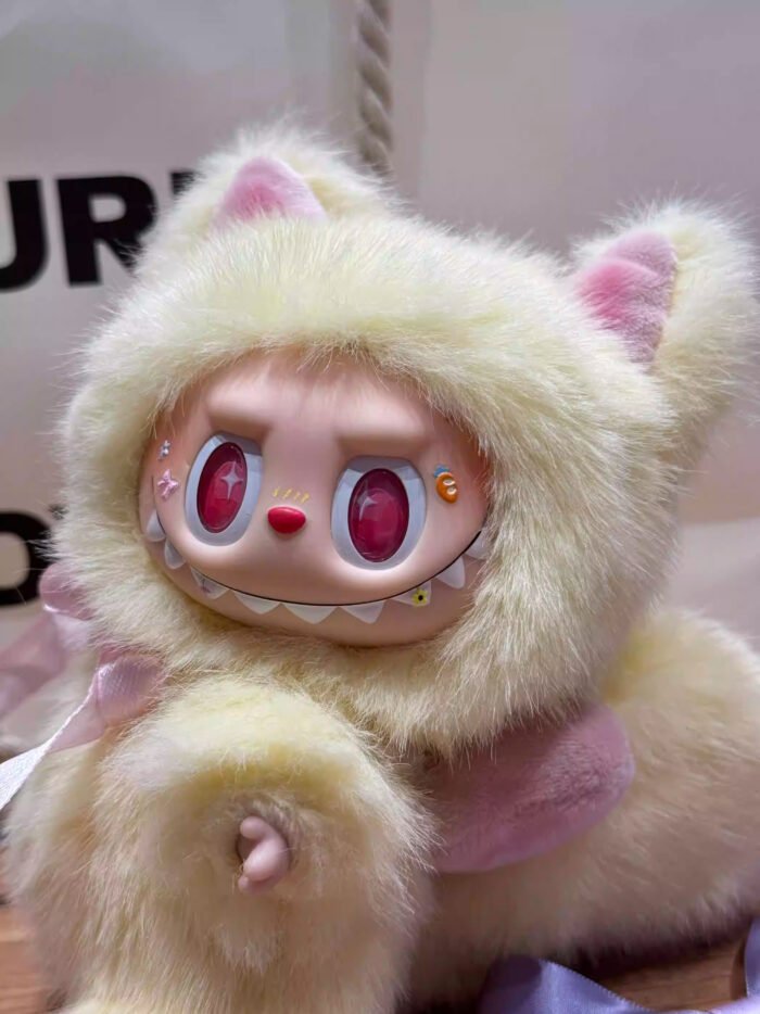Ice Cream Princess Labubu OOAK Custom POP MART Plush Art Doll with Handmade Plush Ribbons