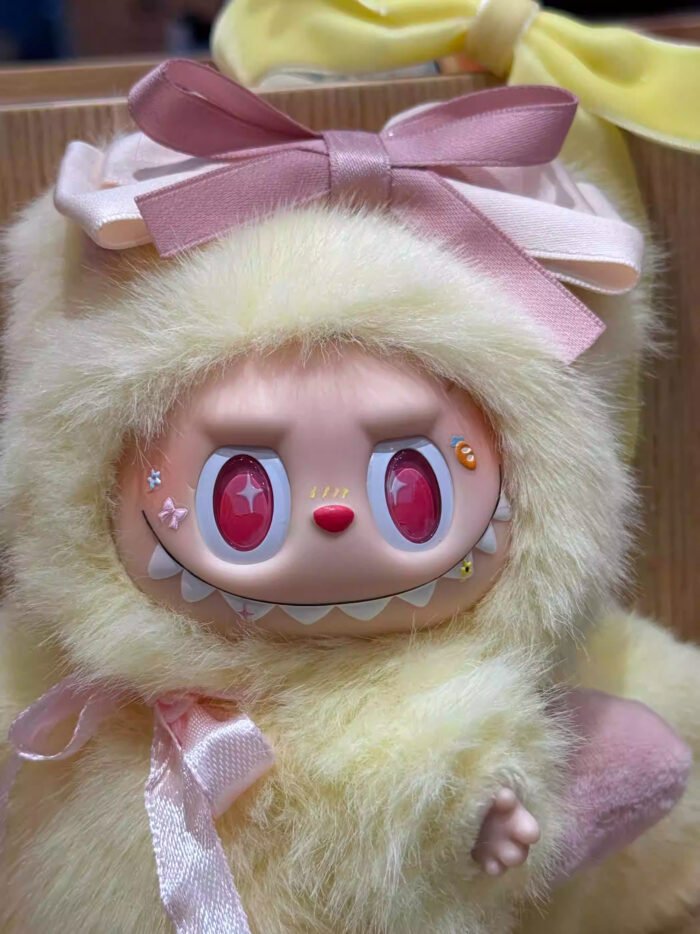 Ice Cream Princess Labubu OOAK Custom POP MART Plush Art Doll with Handmade Plush Ribbons