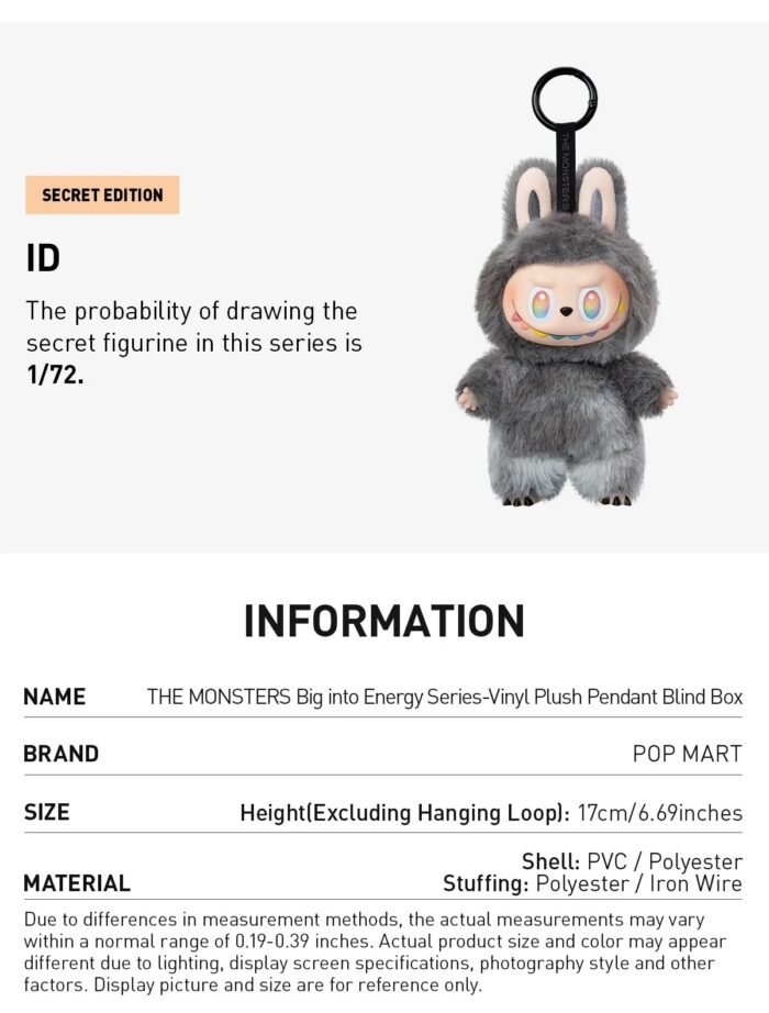 POP MART THE MONSTERS Big into Energy Series-Vinyl Plush Pendant Blind Box (4)